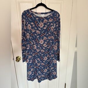 J.Jill Blue Floral Print Stretch Dress | Size M | Transitional Style